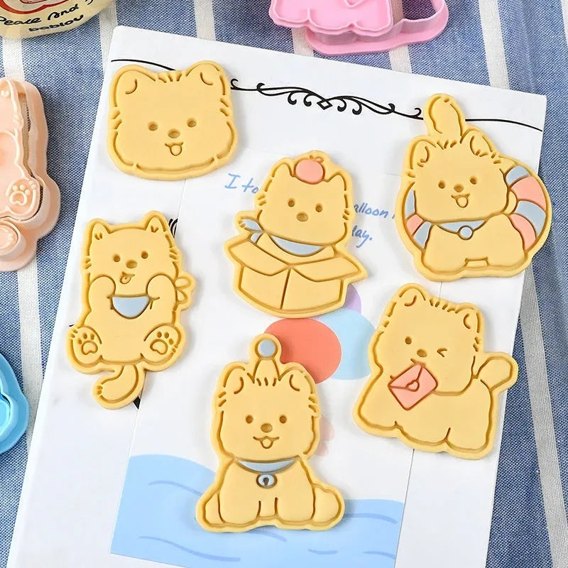 3D plastic puppy cartoon biscuit mould with seven design options