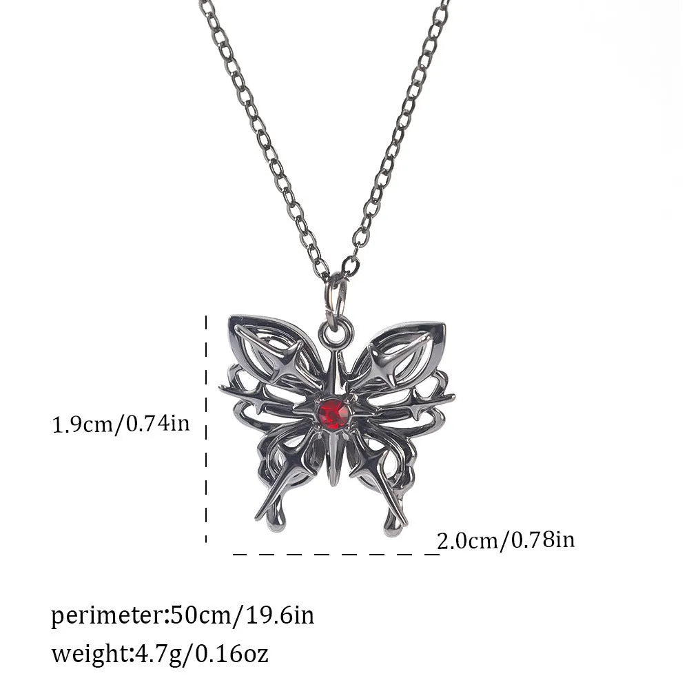 Dark style Halloween necklace with electroplated zinc alloy bat and spider pendant on a regular chain.