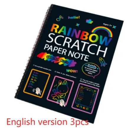 Large children's scratch art paper 26x19cm with colourful puzzle pattern design