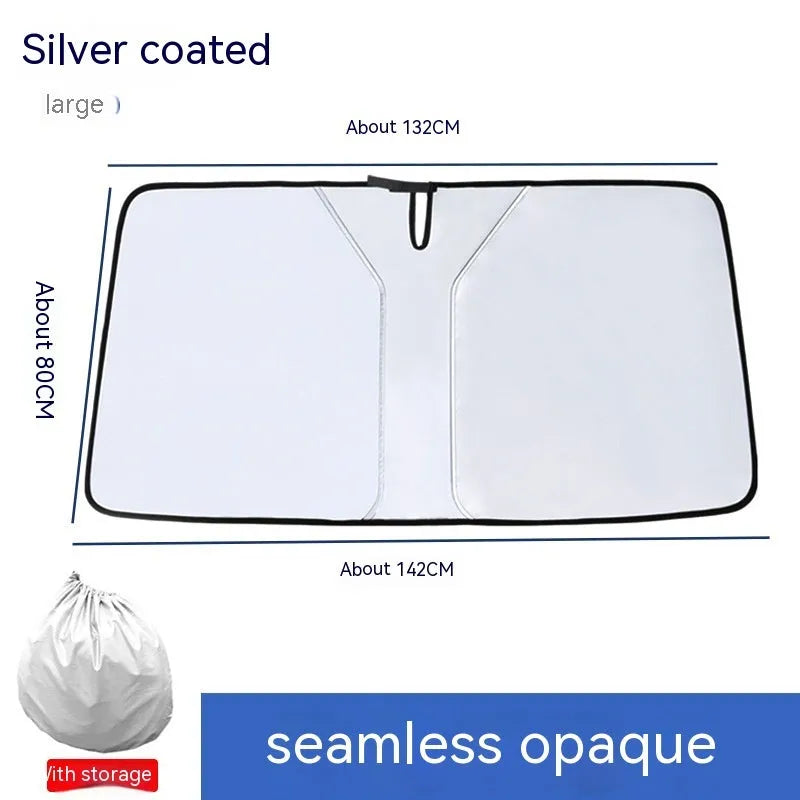 Double ring car front shield sun protection in titanium silver NC fabric