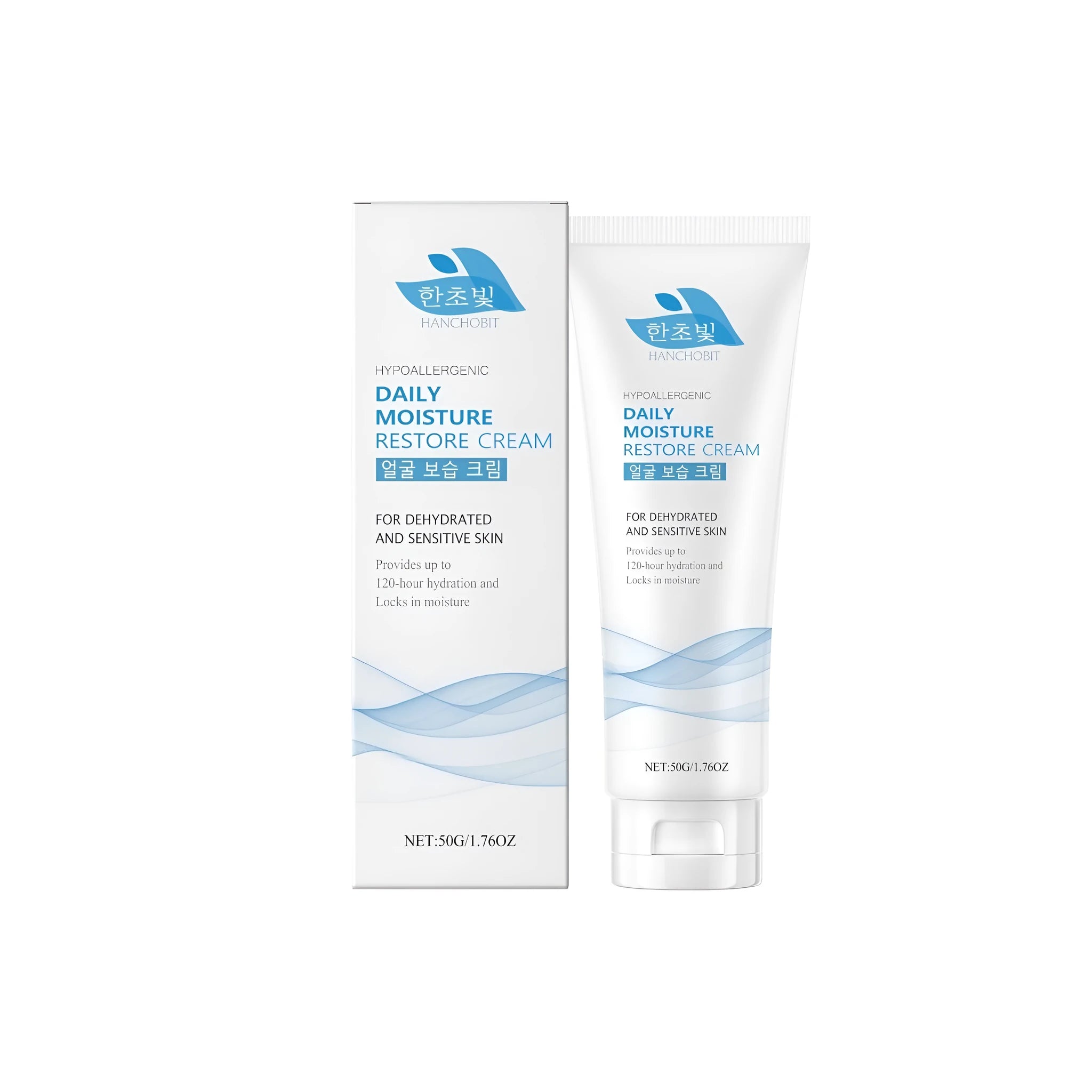 A 50g container of facial moisturising cream with hyaluronic acid and ceramide NP.