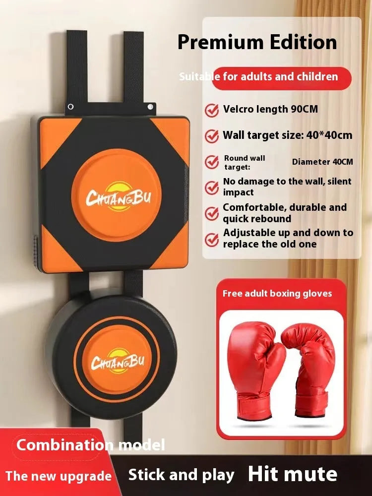 Hanging boxing wall target with PU leather surface mounted on bracket