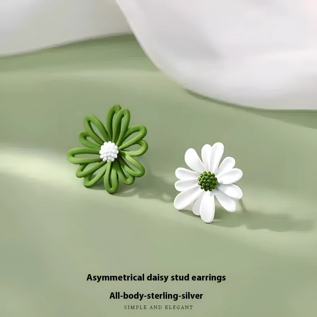 Little Summer alloy flower stud earrings in blue orange, white green, or yellow white colour combinations