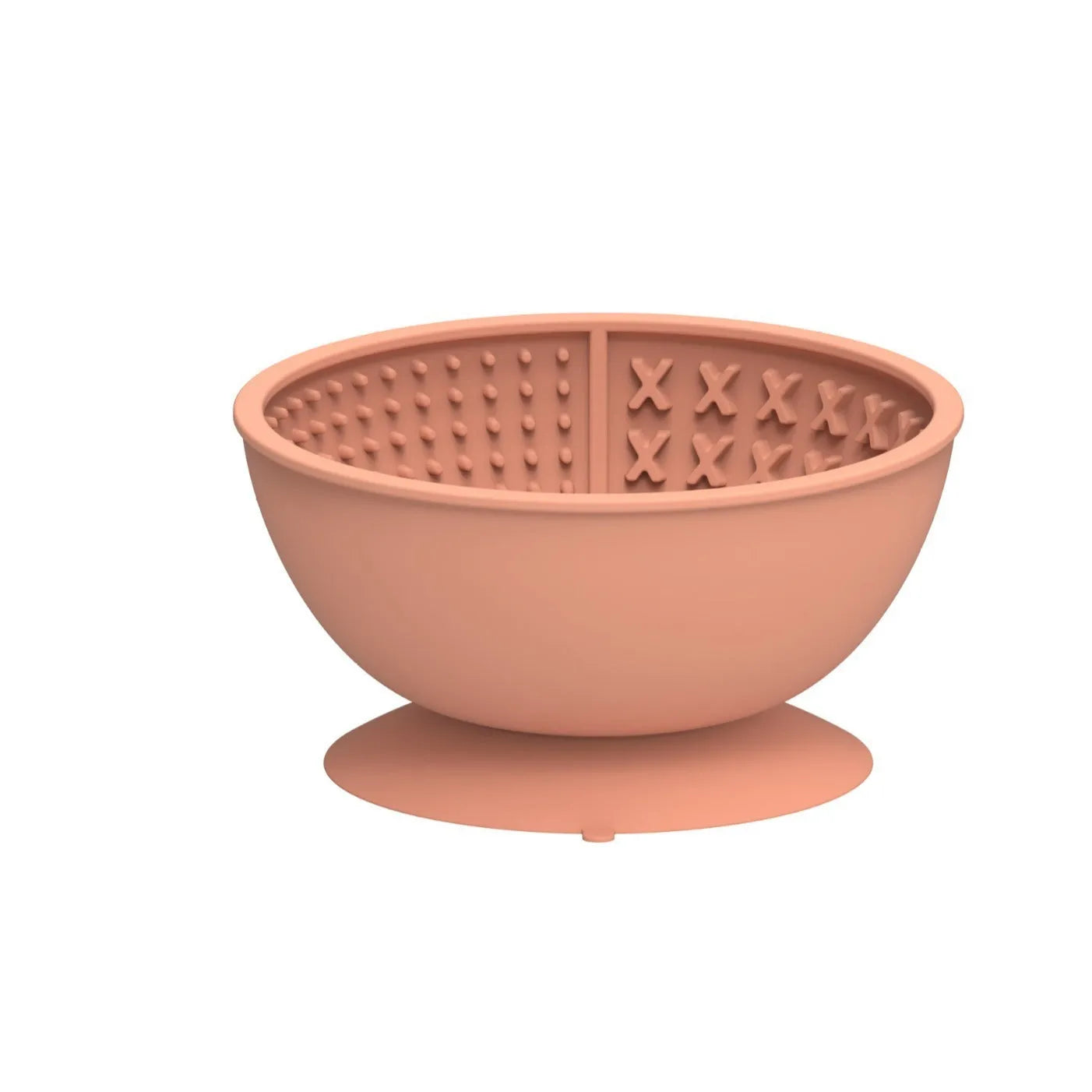 Cyan silicone slow feeding bowl for dogs with textured surface and suction cup base.