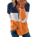 Women's loose fit long sleeve leopard print polyester sweater showing colour options