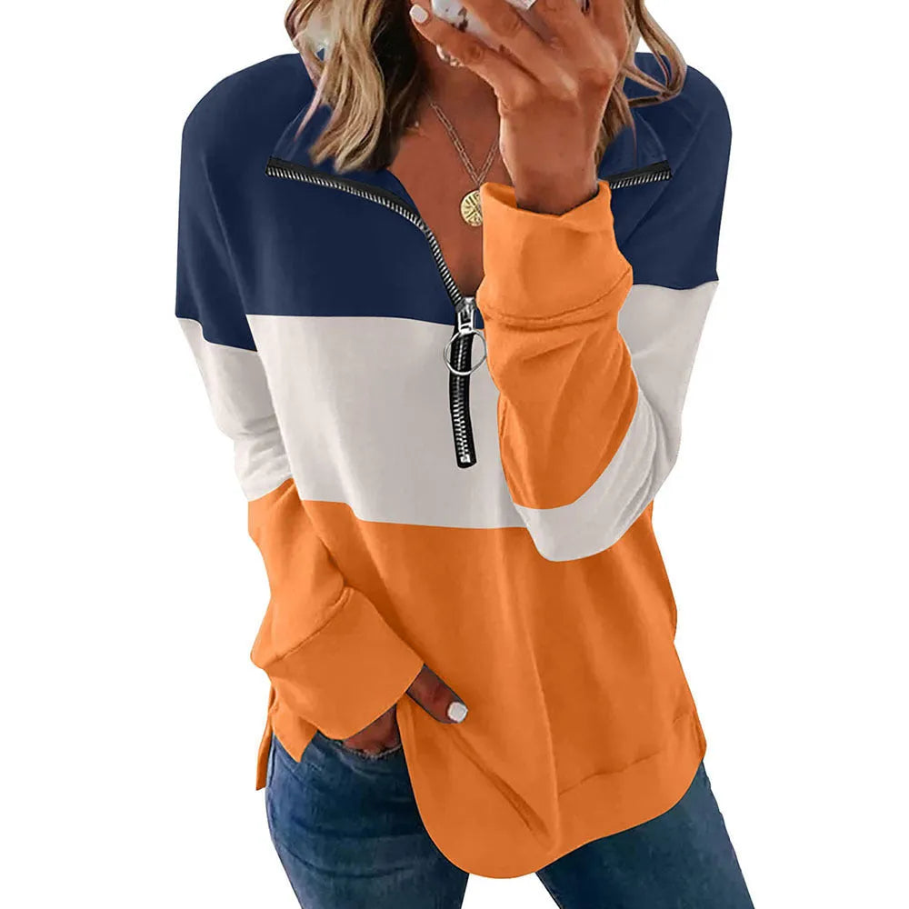 Women's loose fit long sleeve leopard print polyester sweater showing colour options