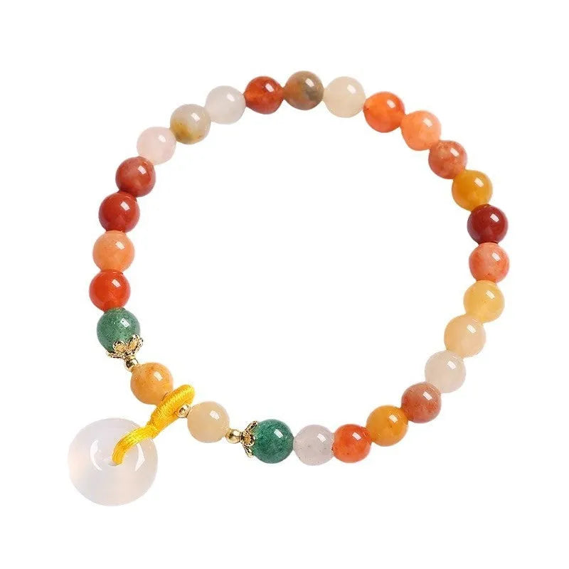 Handmade Chinese style bracelet with safety buckle closure showing 6mm natural stone beads