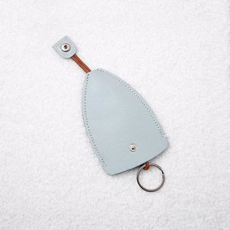 Cartoon-themed PU leather car key case with pull-out mechanism measuring 14x7.5 cm