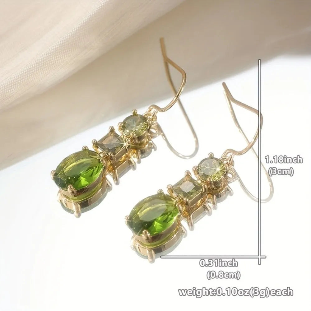 Green copper geometric quadrilateral earrings with Bohemian style
