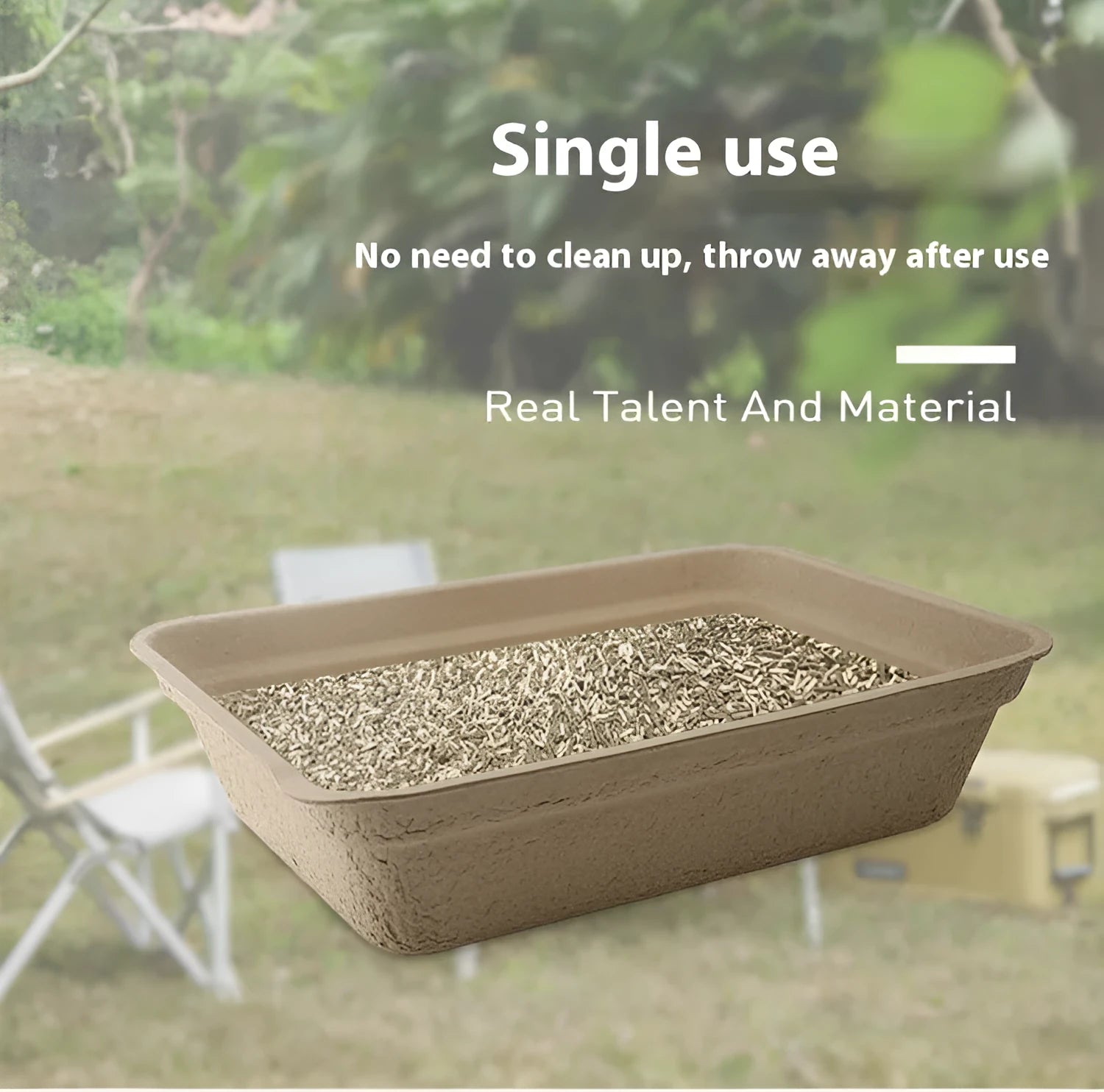 Brown disposable waterproof cat litter box shown in three different sizes.
