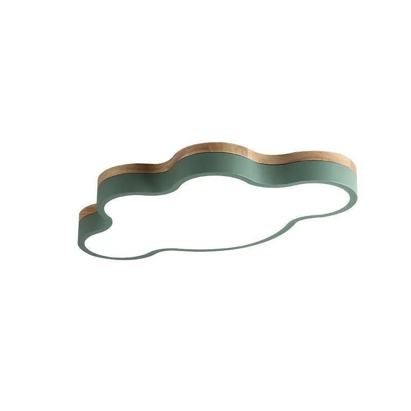 Cloud shaped LED ceiling light with wooden frame in choice of colours