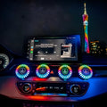 Car air vent aromatherapy diffuser with multicolour RGB lighting mounted in vehicle vent