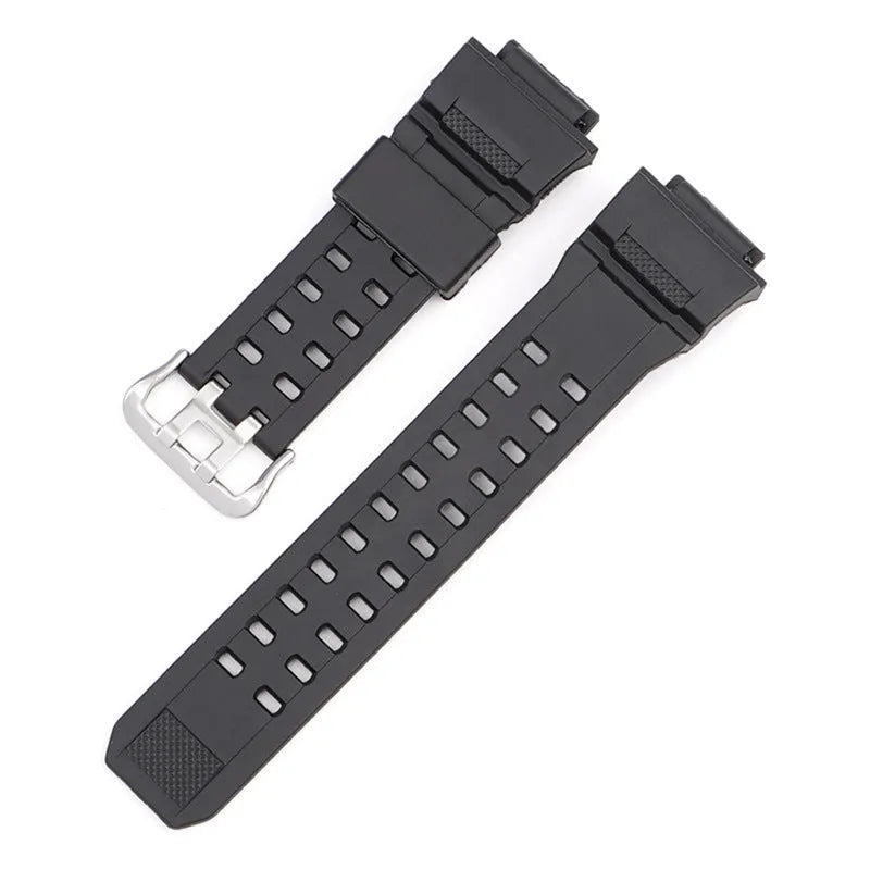 Camouflage pattern TPU rubber watch strap with silver buckle measuring 12+7cm length