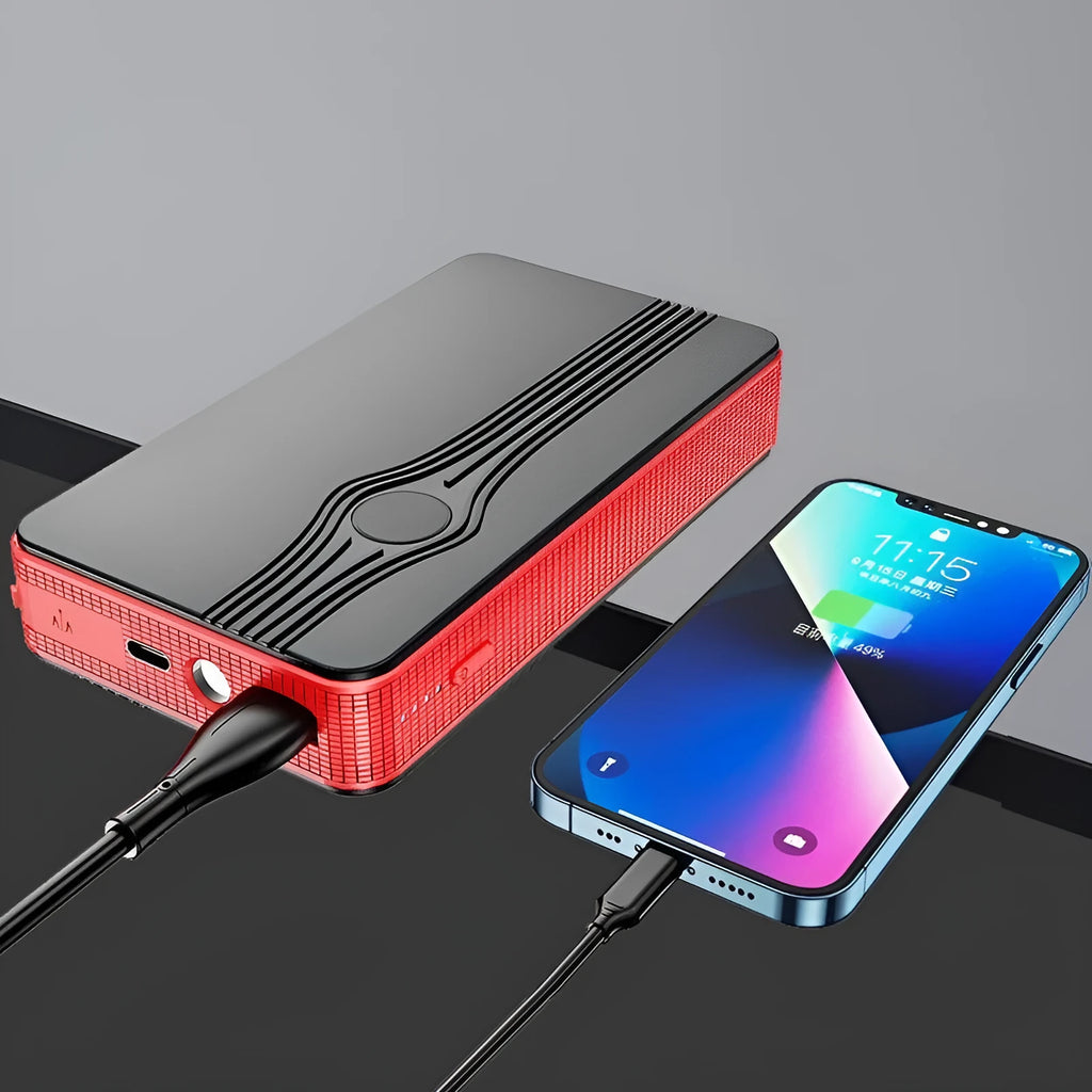 K4-E red automobile emergency starting power supply unit with data cable for jump-starting cars and charging phones