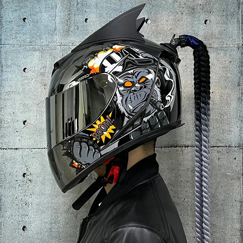 Dirty Braids full-face couples motorcycle helmet in ABS plastic with graphic design options