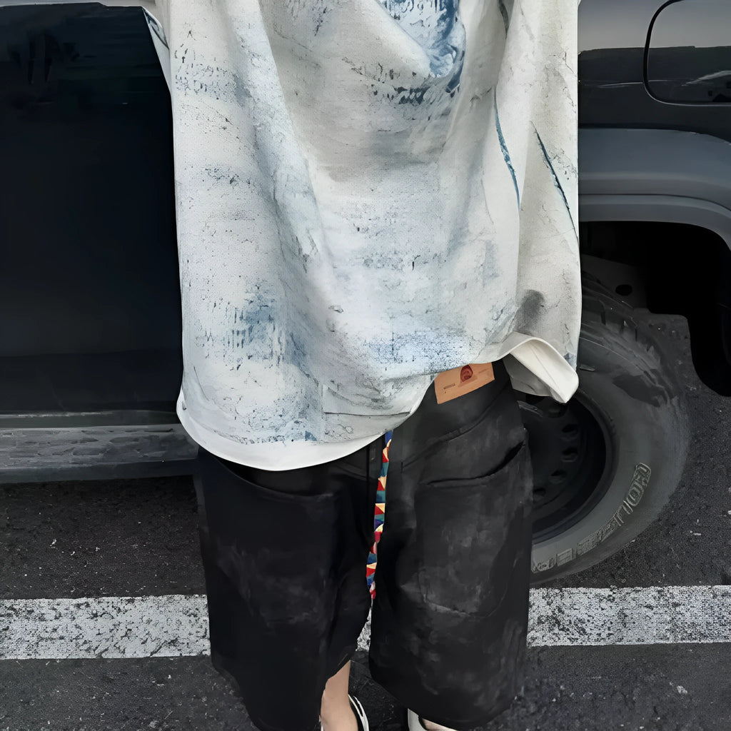 Korean style loose fit solid colour T-shirt with round neck and short sleeves