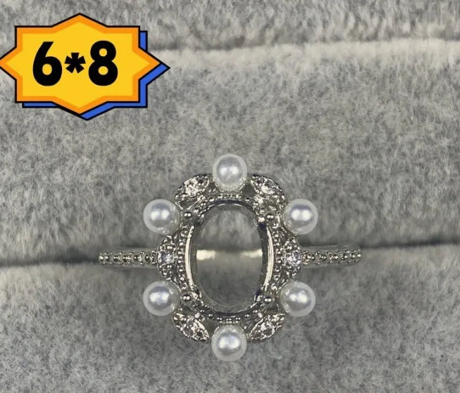 Open mouth adjustable ring with oval stone and five-pointed star ornament
