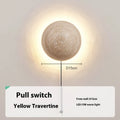 Vintage semicircle wall lamp with yellow cave stone shade and iron frame, 15cm diameter.