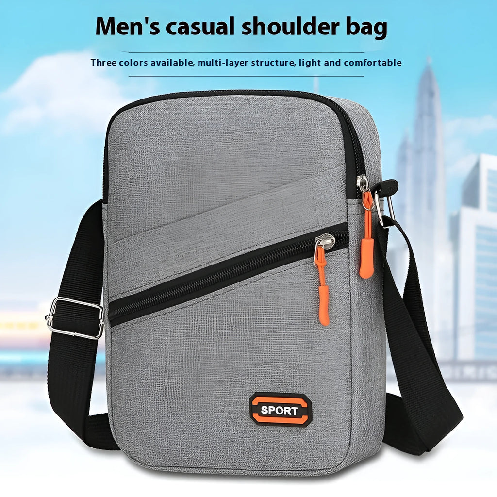 Oxford cloth ultra-light crossbody commuter bag in silver grey, black, or navy blue.