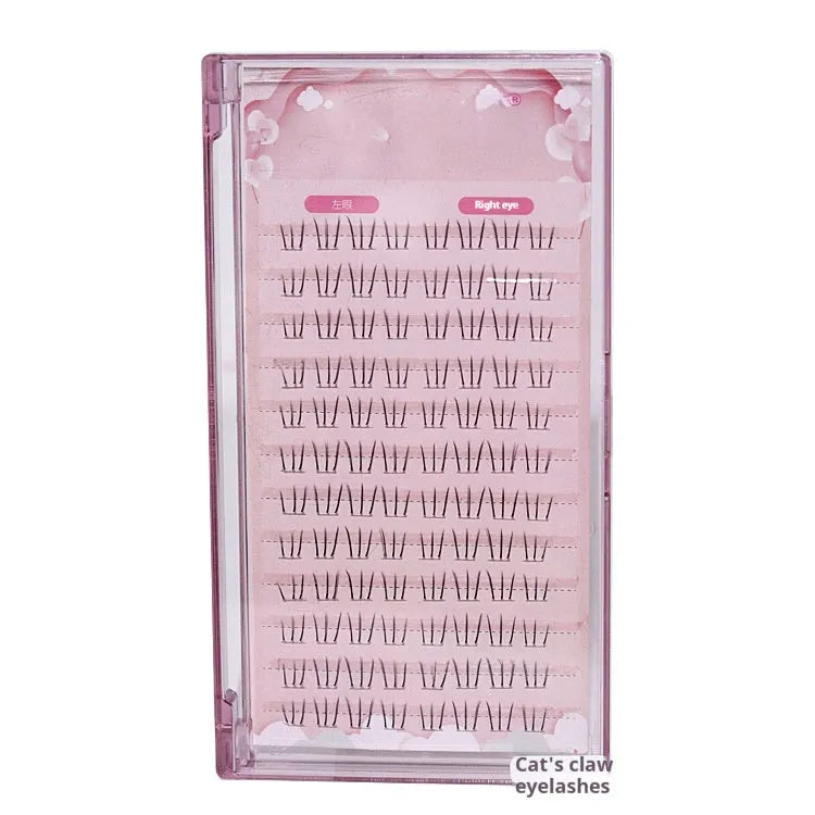 Kitten's paw design lower false eyelashes on a segmented sheer root strip, 4mm 5mm 6mm mixed lengths.