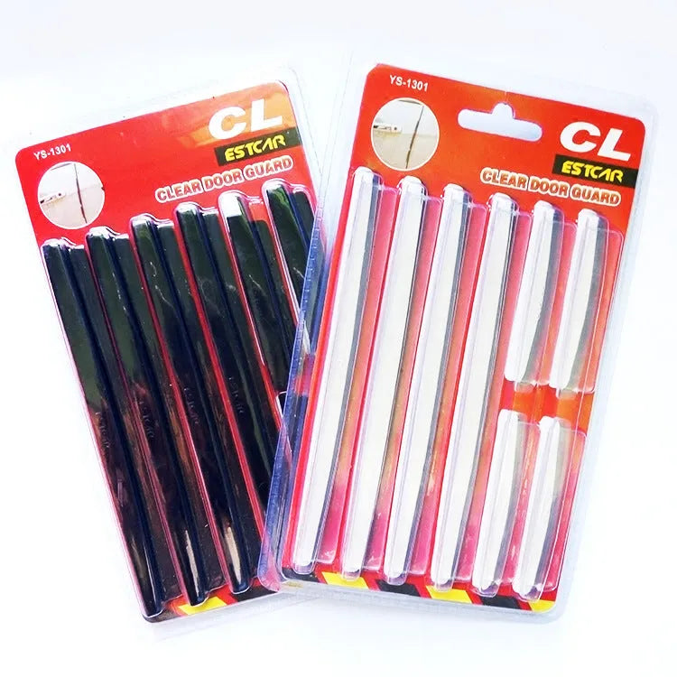 Solid white plastic car door edge guard bumper strip for vehicle side protection.