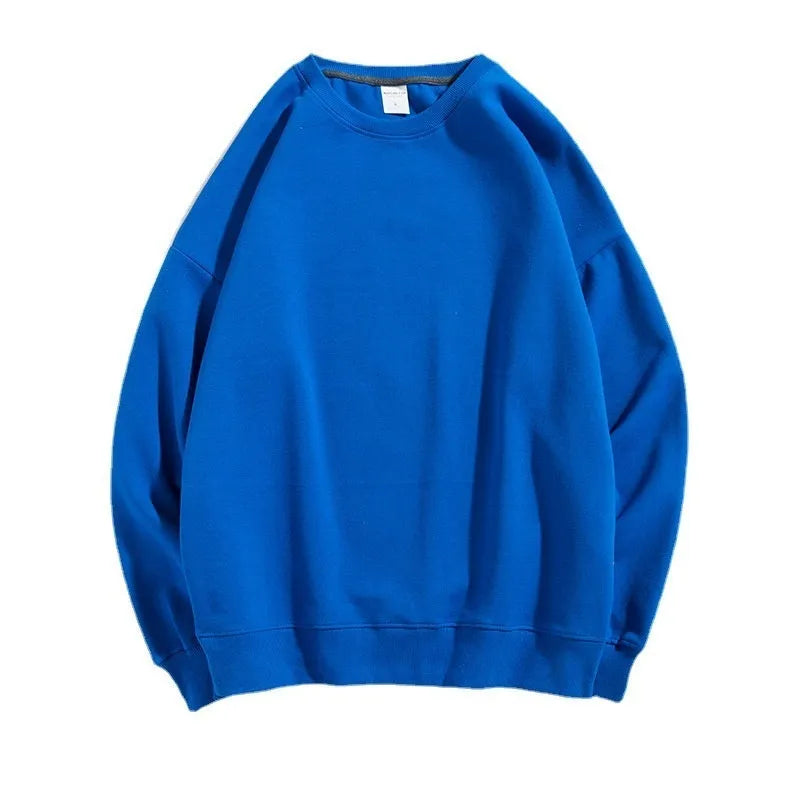 Women's loose cotton off shoulder sweater in solid colour with round neck and long sleeves