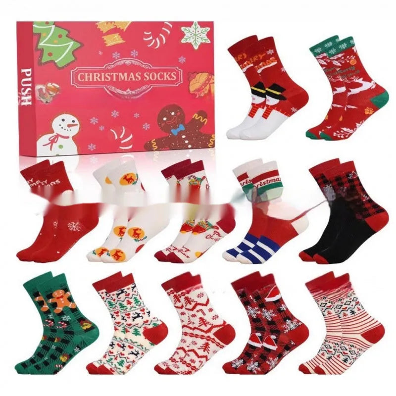 Christmas socks blind box containing random resin plastic ornament for holiday decorations