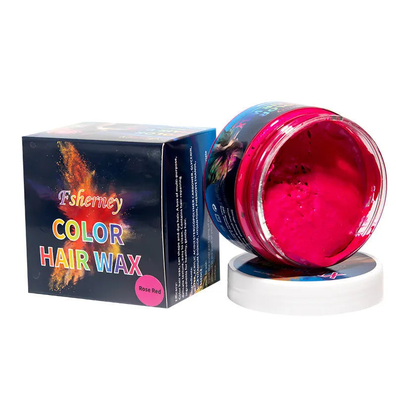 120g hair styling clay container showing colour options including blue, green, orange, purple, red, and grey