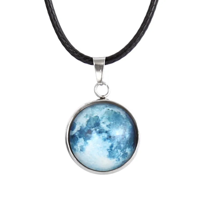 Luminous alloy necklace with a glass constellation pendant on an adjustable chain.