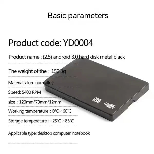USB 3.0 portable solid state hard disk with metal shell in black, blue, red, and silver colour options