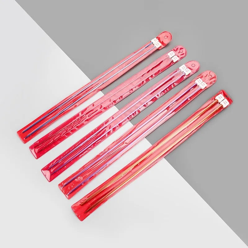 Pair of metal lengthened crochet hooks with caps in sizes 2.0mm to 10.0mm for yarn crafting