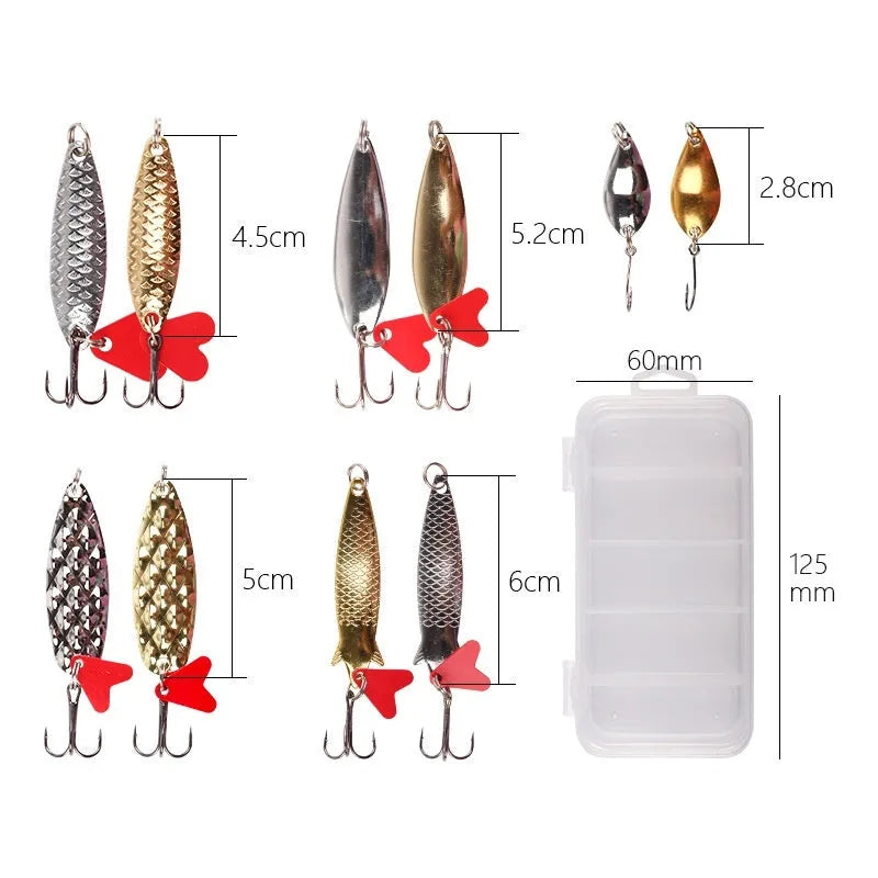Pineapple sequin fishing lure set with metal components and gold silver colour options