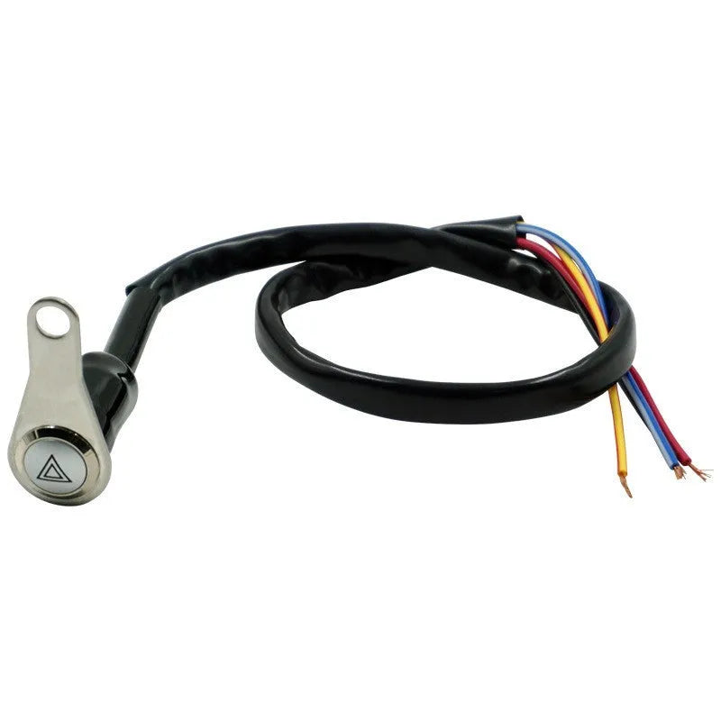 Black stainless steel motorcycle double flash switch with illuminated ring and 7mm mounting