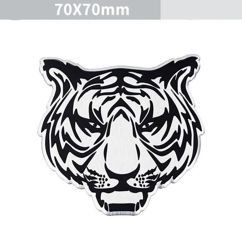 Aluminium car badge sticker featuring an eagle, lion, tiger, or wolf head design for vehicle exterior modification.