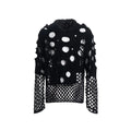 Men's black loose-fit hooded sweater with pearl decoration showing pullover design and regular sleeves