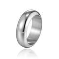 Glossy electroplated titanium steel ring shown in gold, black, and steel colour options on a plain background.
