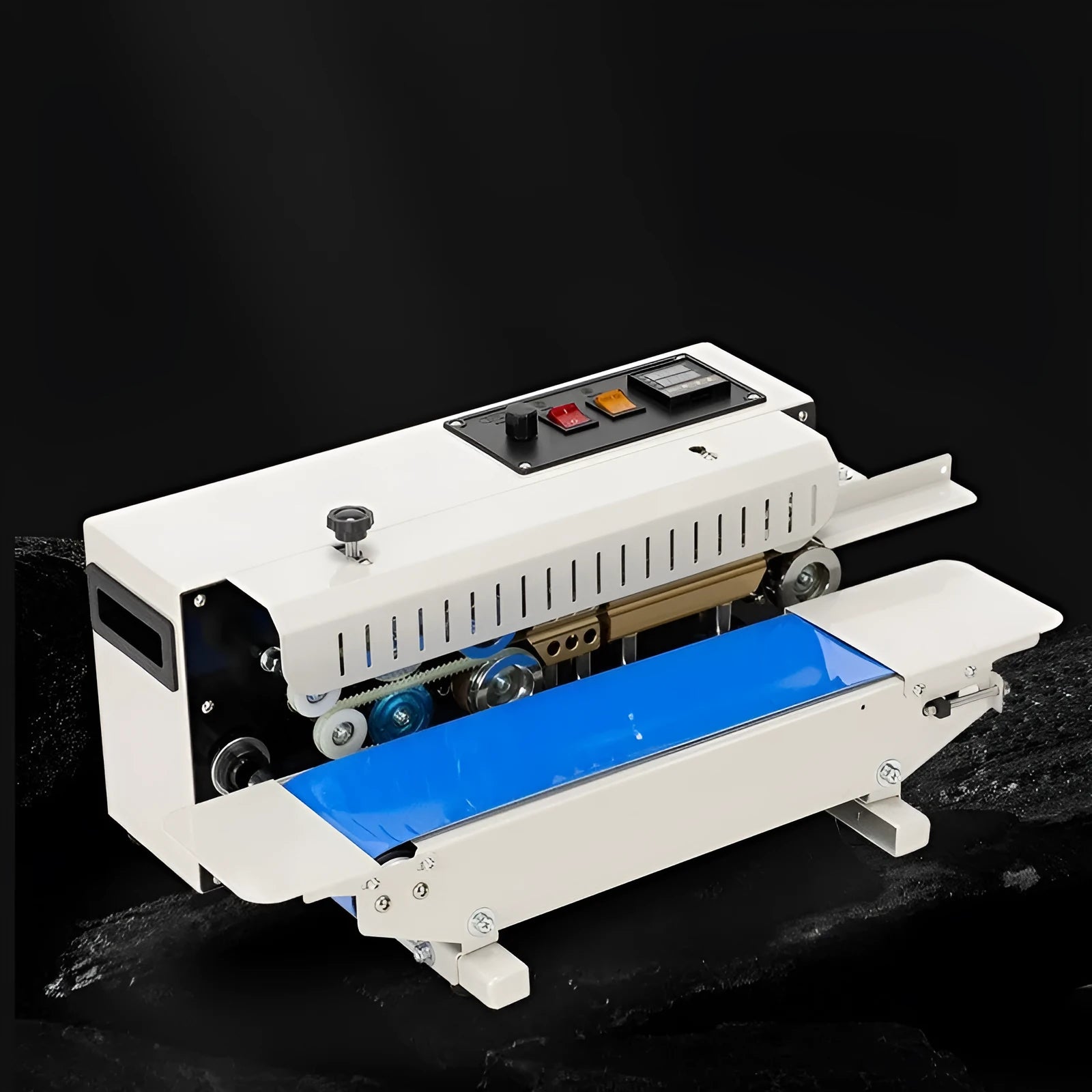 Mini steel seal sealing machine with date printing capability for foil pouches and plastic bags