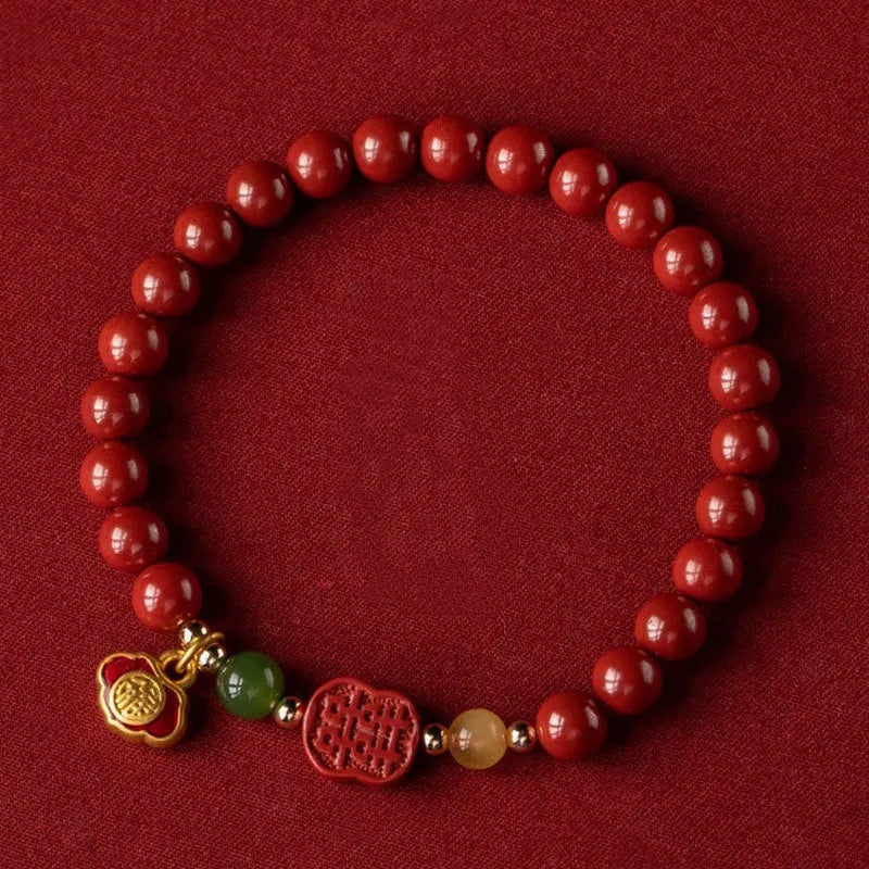 Emperor Sandstone Happy Eyebrow bracelet in New Chinese style with fu character element