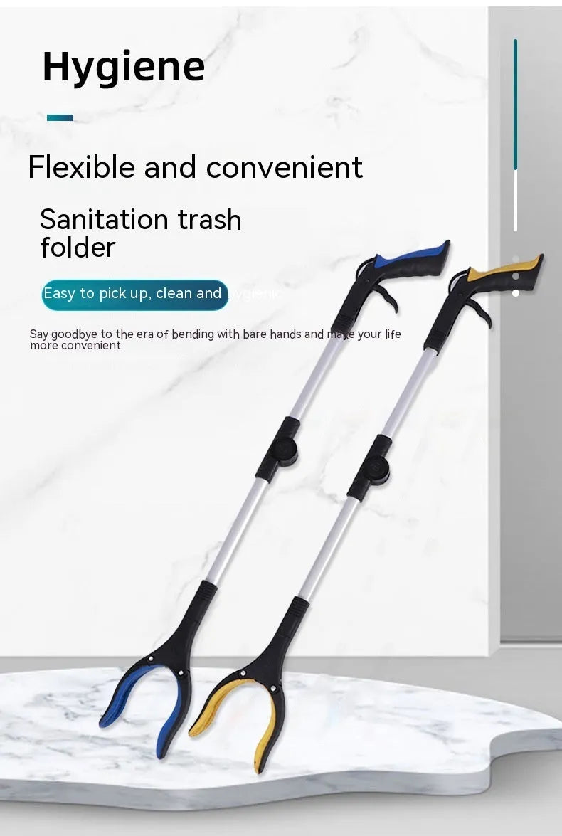 Foldable aluminium alloy garbage clamp extended to 80cm with magnetic sucker and coloured handle