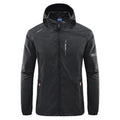 Men's lightweight nylon hooded jacket in light grey colour for summer outdoor sun protection