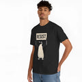 Loose fit cotton T-shirt in black, green or white on a hanger