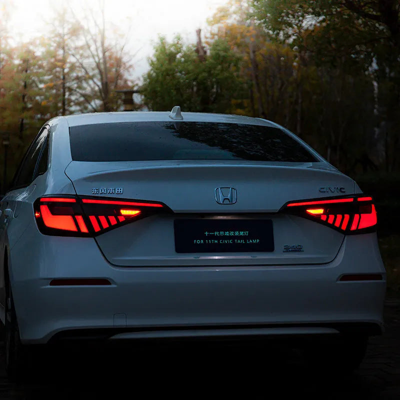 11th generation Honda Civic LED tail light assembly with sequential turn signals in black and red colour