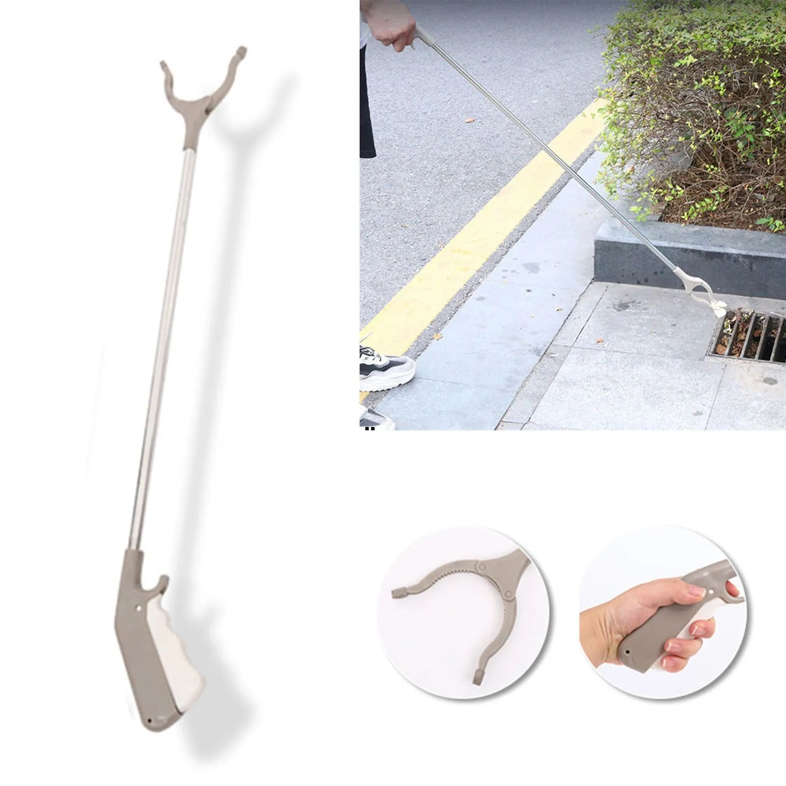 40cm stainless steel garbage picker pliers with extended handle and gripper for outdoor sanitation