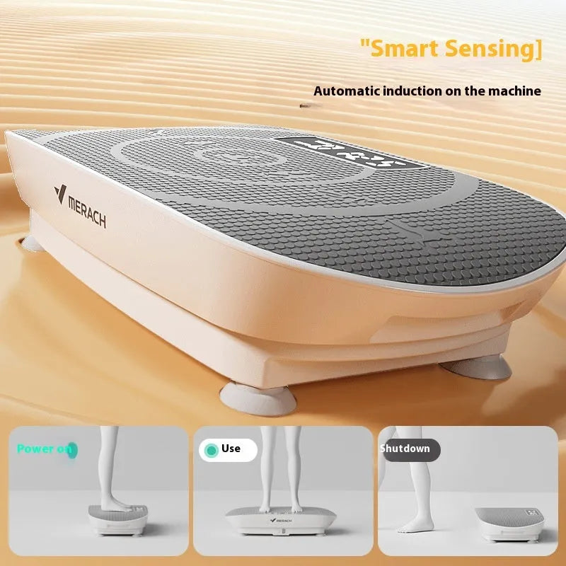 Grey smart power plate vibration exercise machine with Bluetooth connectivity and fat slinger accessory