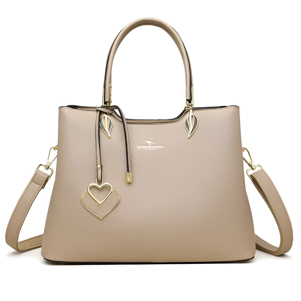 Women's multilayer shoulder messenger bag in PU leather with sewing thread details