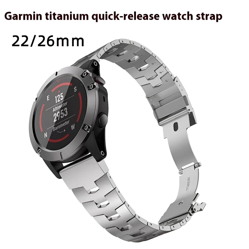 Simple silver, black, and titanium colour watch straps for Garmin Jiaming Fenix series in 22mm and 26mm widths