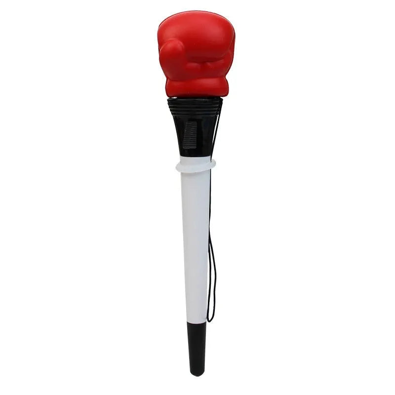 Set of four black and silver boxing press ejection pens with 0.7mm bullet tips displayed on a white surface.
