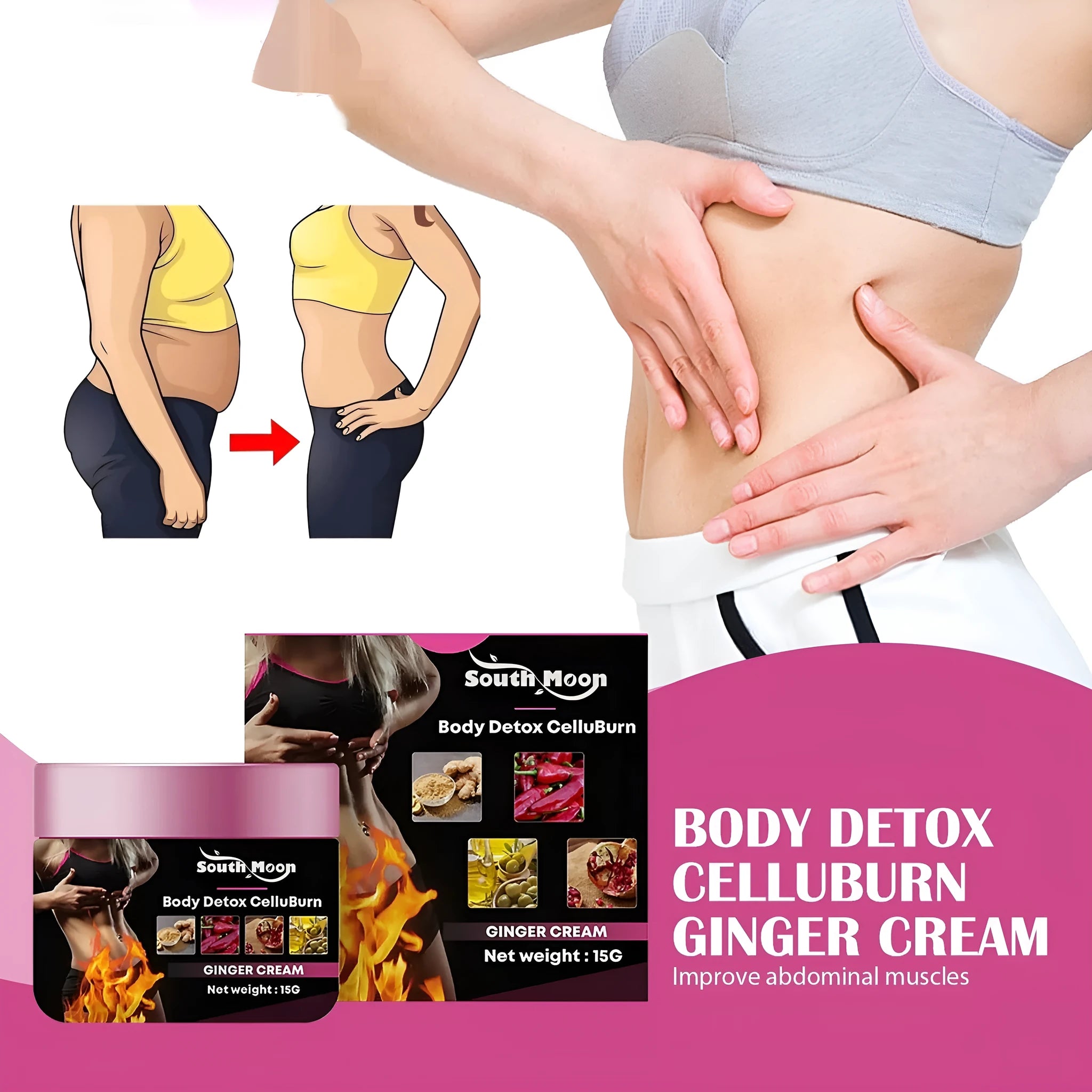 15g ginger body thigh slimming shaping tightening cream container