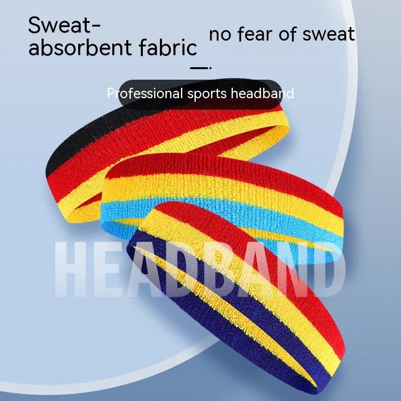 Colourful sports headband in multi-colour combinations for adult basketball and running activities