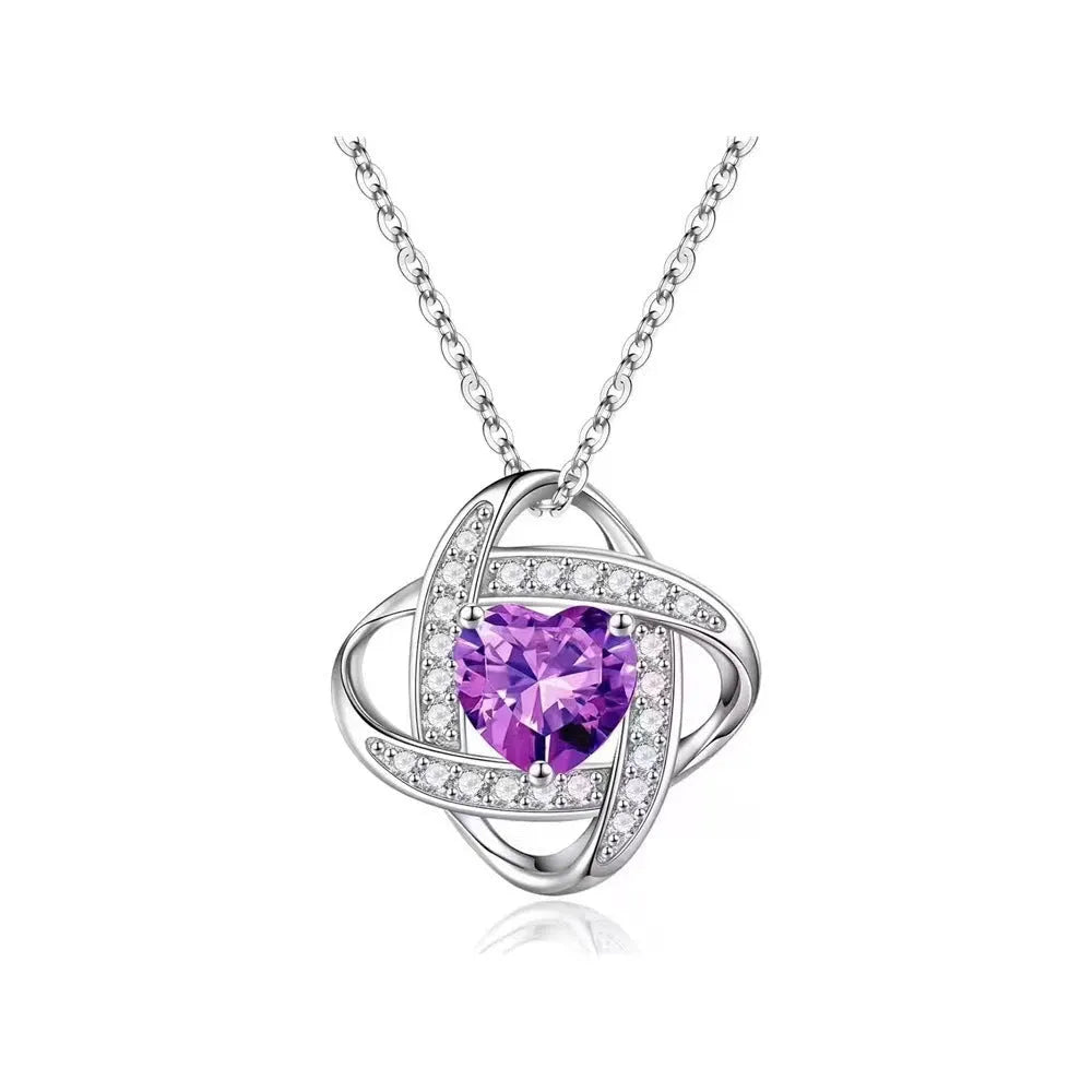 Copper electroplated ladies heart-shaped necklace in platinum-toned colours with European-American styling.